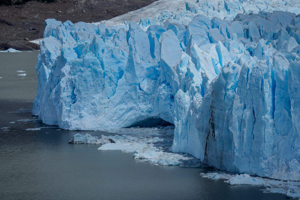 Detail of the front of the Perito Moreno glacier at the contact with Lake Argentino, in Argentine Patagonia.