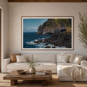 mockup of the picture Basalt sea cliffs on the southern coast of Iceland.