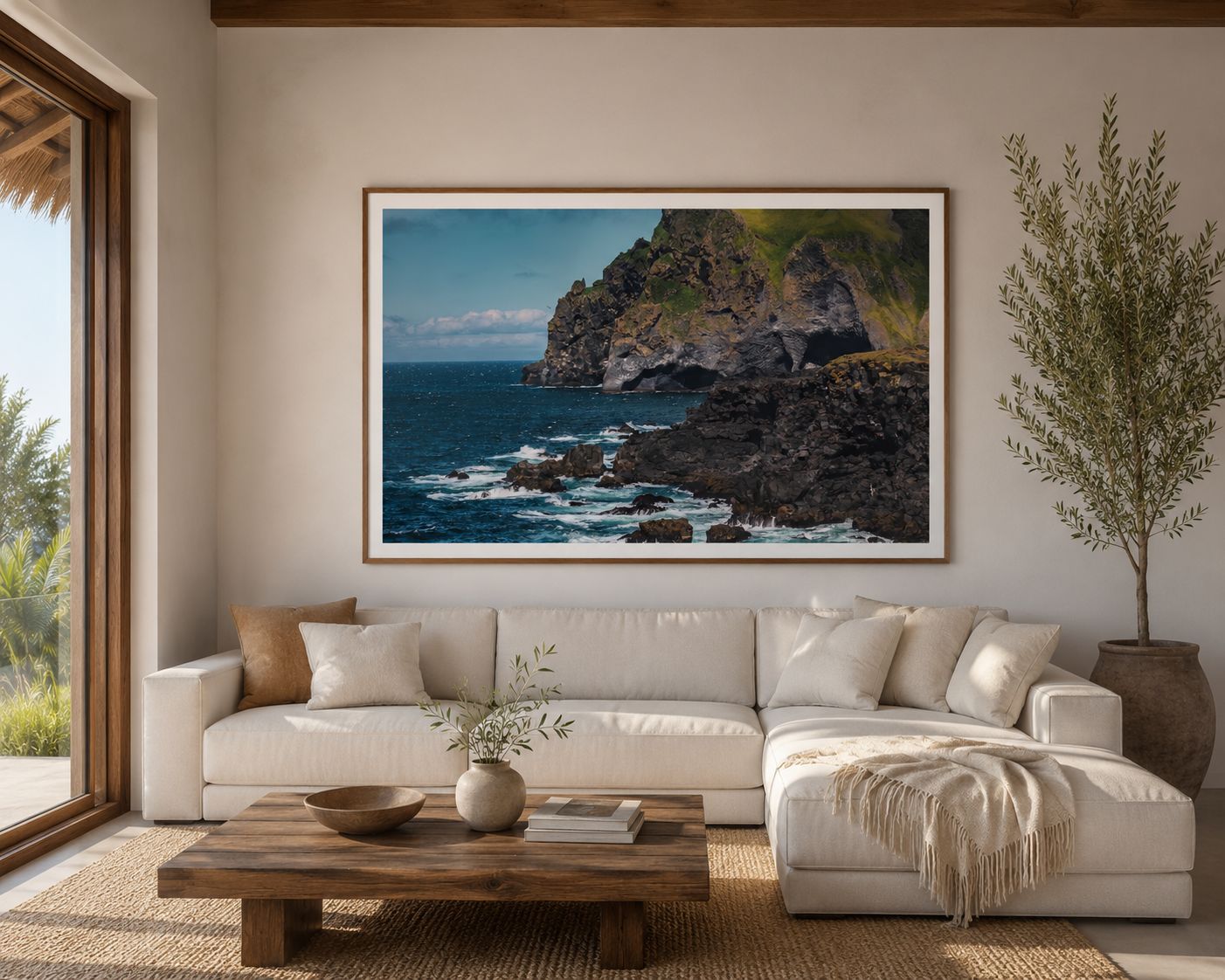 mockup of the picture Basalt sea cliffs on the southern coast of Iceland.