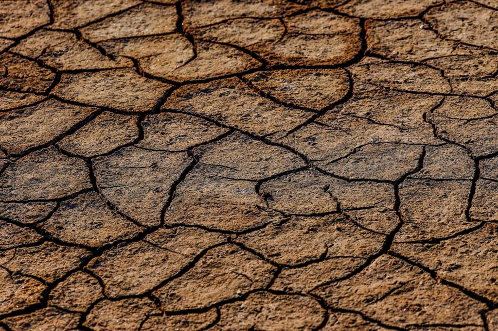 Cracked dry soil illustrating drought conditions.